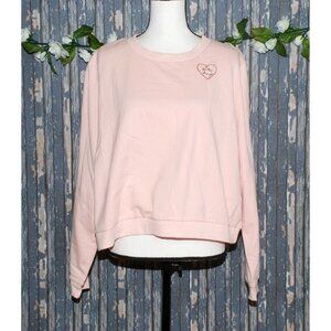 NWT BP. Nordstrom Juniors Pink Sweatshirt Plus SZ 2X LS "Be The Change" Cropped